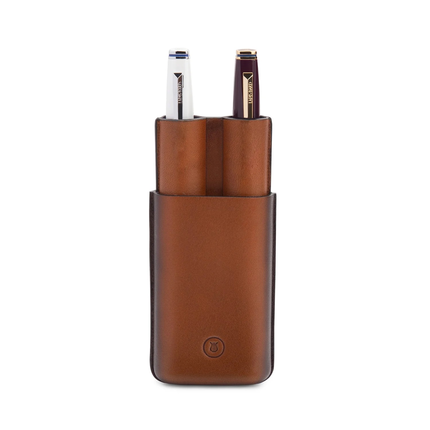 Lapis Bard Ducorium Cognac Moulded Pen Case (Double)
