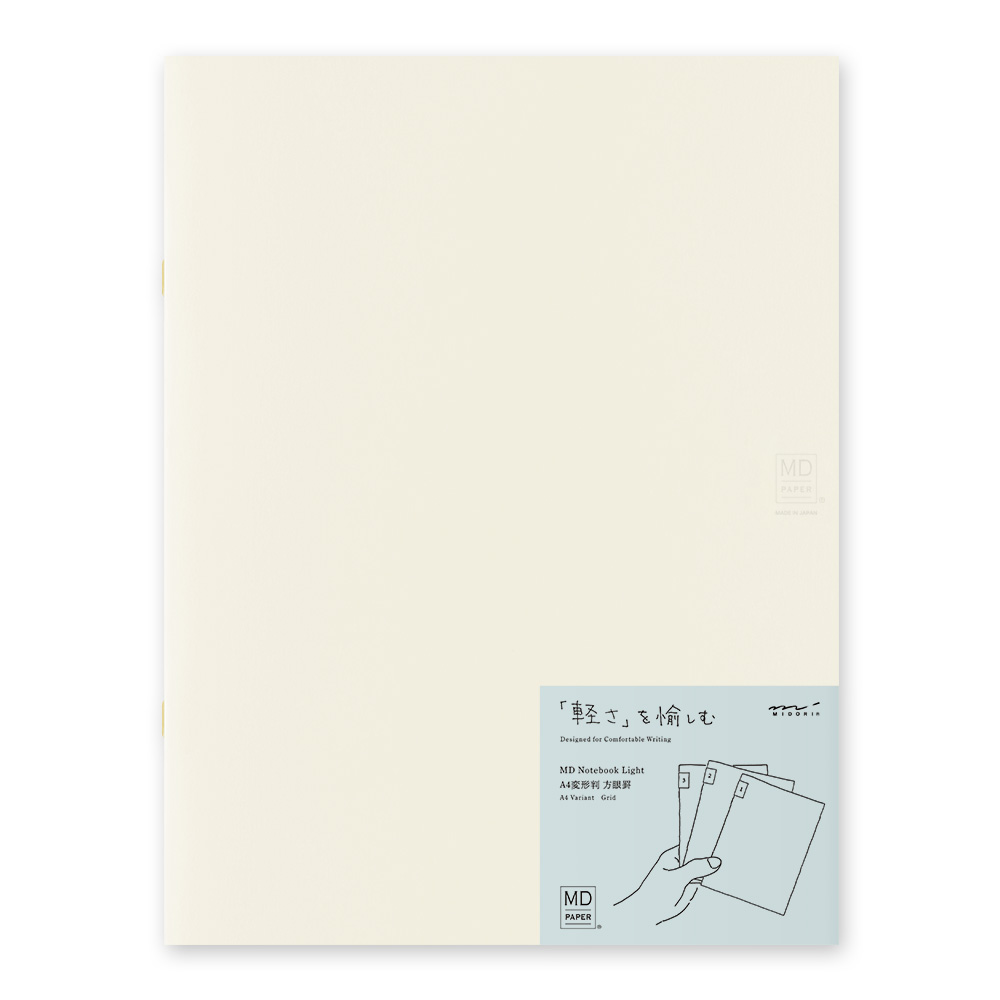 Midori MD Paper A4 Grid Notebook Light (embalagem com 3 unidades)