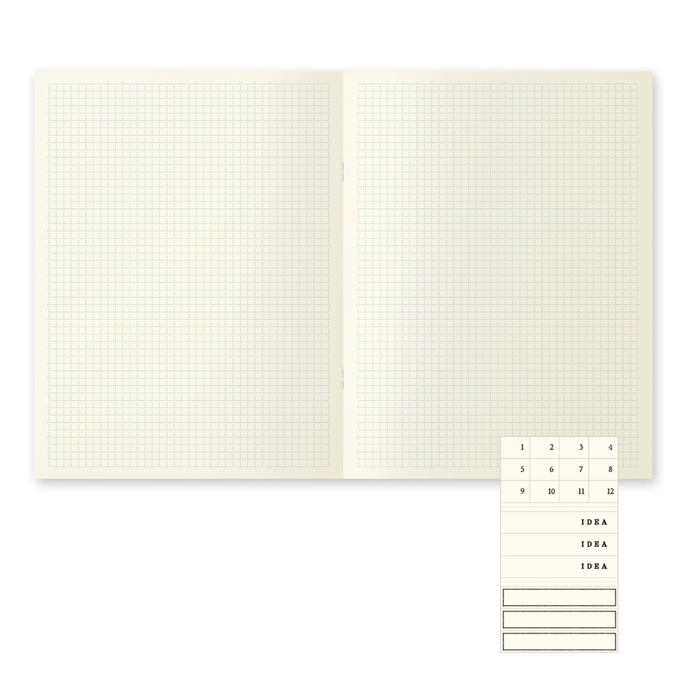 Midori MD Paper A4 Grid Notebook Light (embalagem com 3 unidades)
