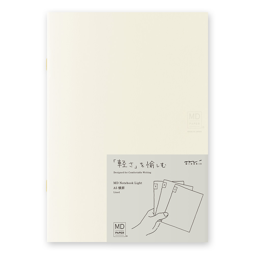 Midori MD Paper A5 Bloco de notas pautado claro (embalagem com 3 unidades)