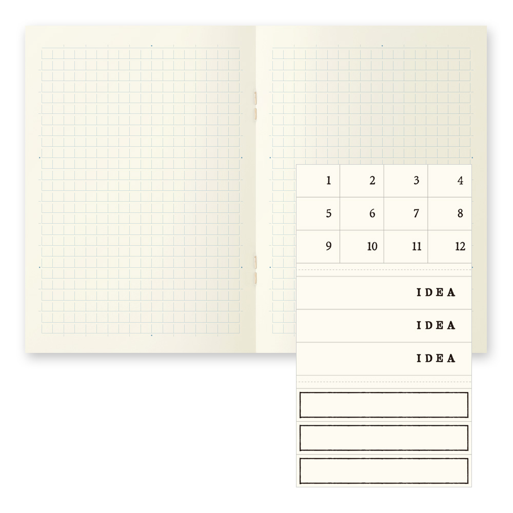 Midori MD Papel A6 cuaderno cuadriculado claro (paquete de 3)