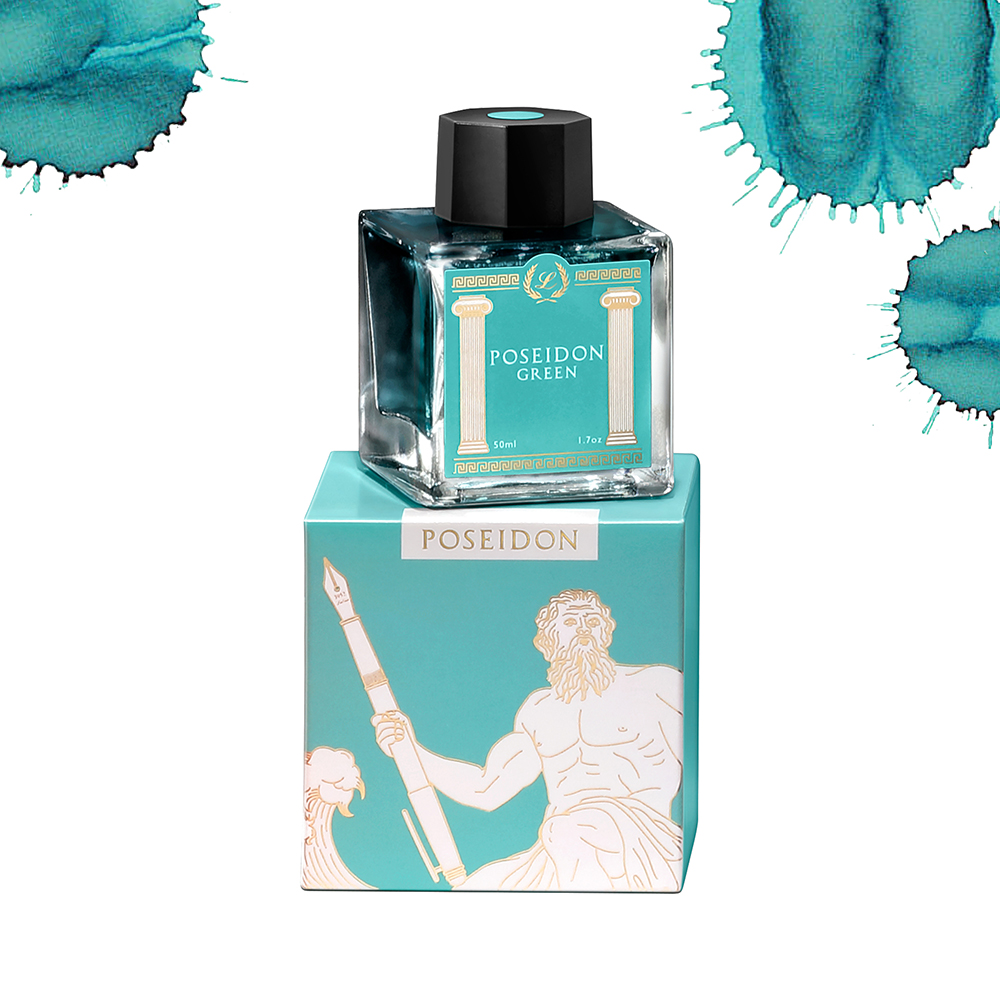 Laban Mythologie grecque Encre verte Poséidon - Bouteille d'encre 50ml