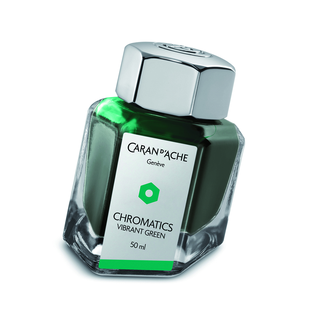 Tinta verde vibrante Caran d'Ache Chromatics - Frasco de tinta de 50 ml