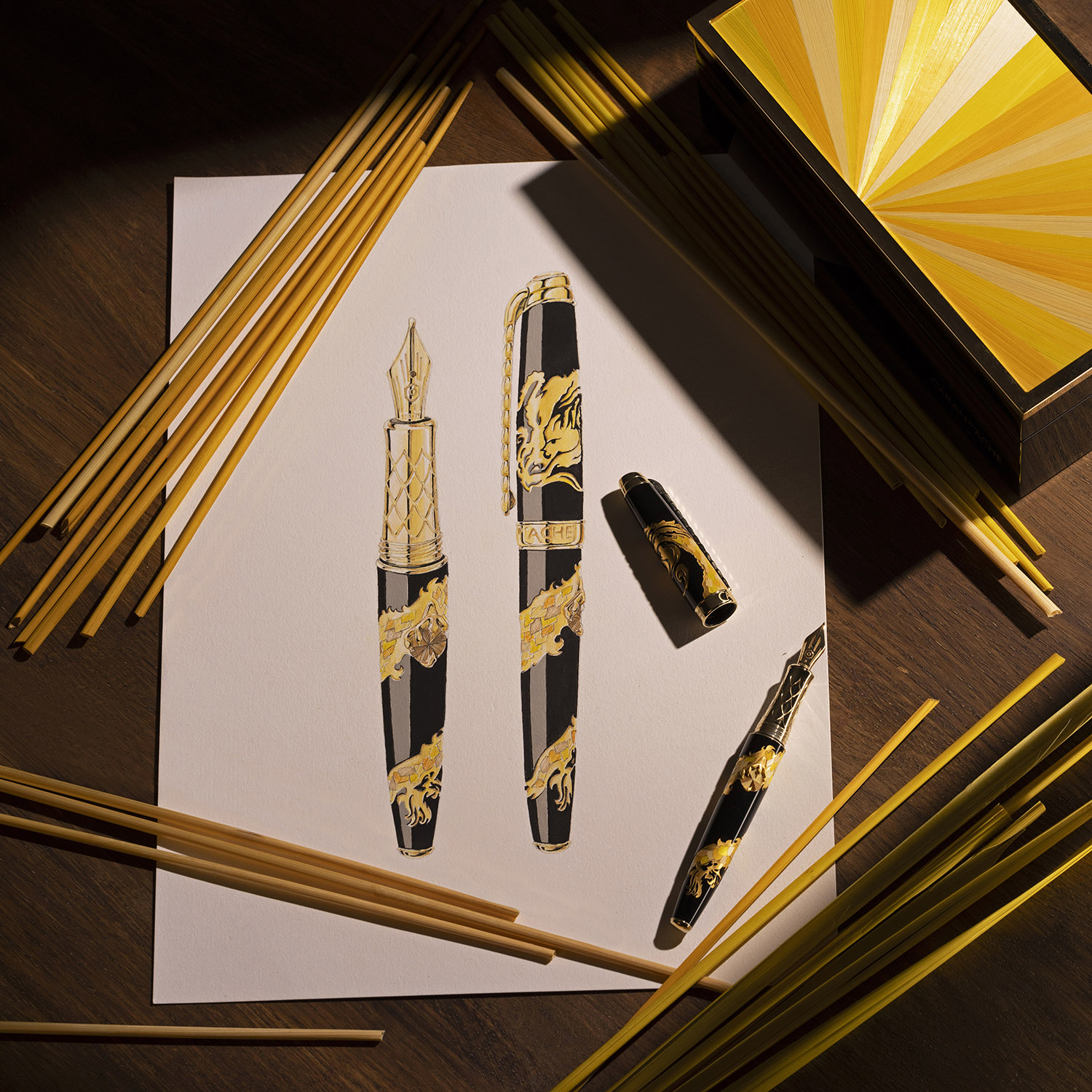 Caran d'Ache Straw Marquetry Dragon 2024 LE Fountain pen