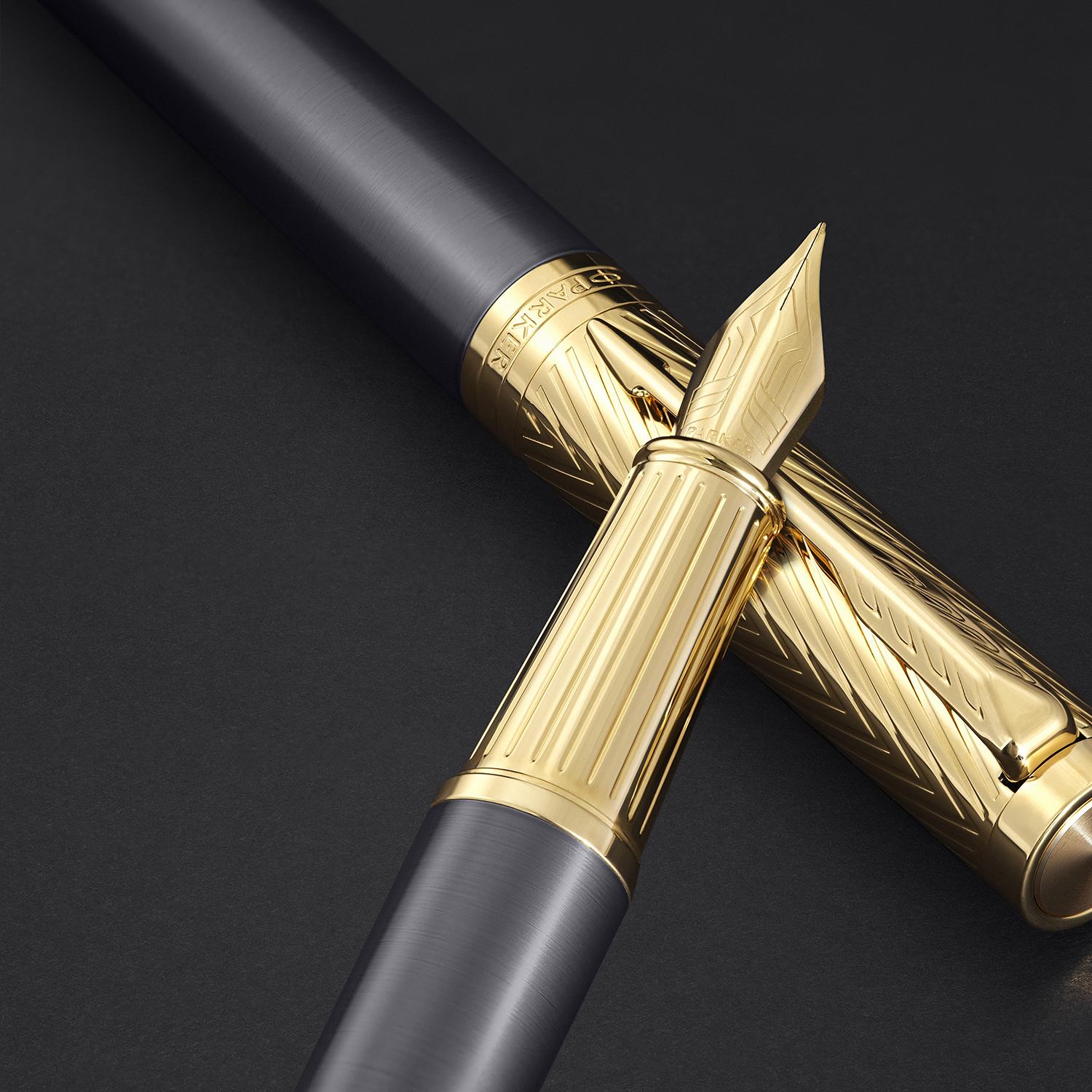 Pluma Estilográfica Parker Ingenuity Pioneers Collection Arrow Laca Gris GT